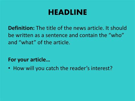 HEADLINE Definition & Meaning