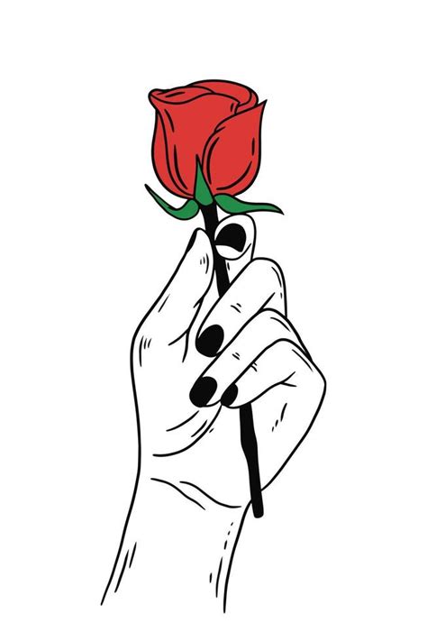 Hand Holding Rose Drawing