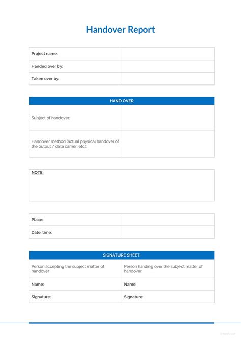 Hand Off Document Template