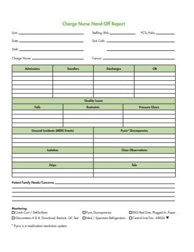 Hand Off Report Template