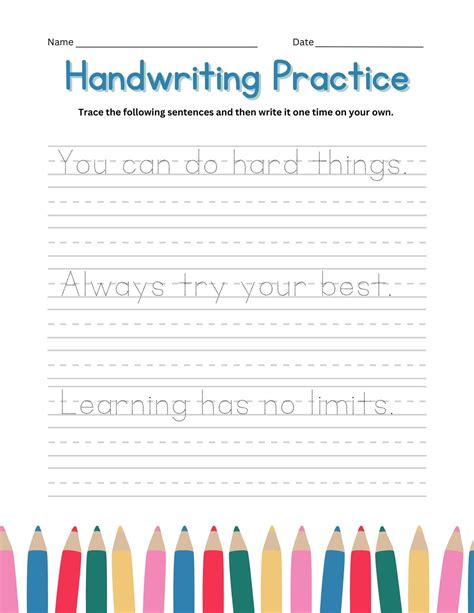 Handwriting Template For Kindergarten