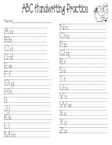 Handwriting Workbook Printable