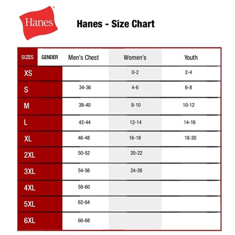 Hanes Sweater Size Chart