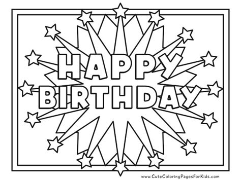 Happy Birthday Coloring Sheets Printables