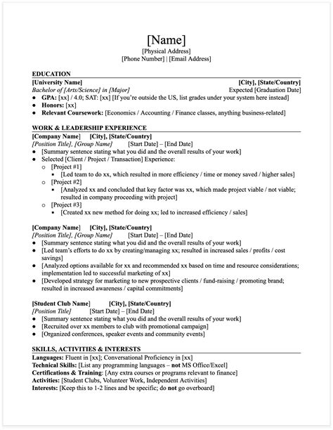 Harvard Cv Template