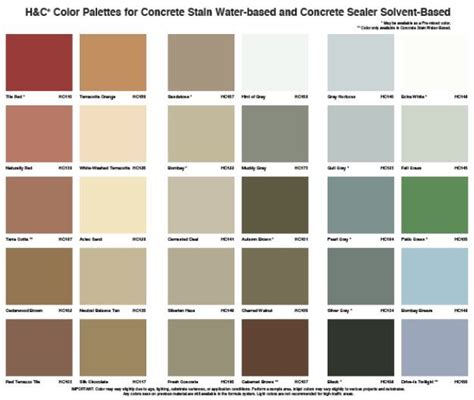 Hc Concrete Sealer Color Chart