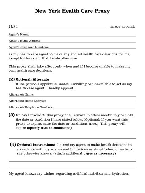 Health Care Proxy Form Printable