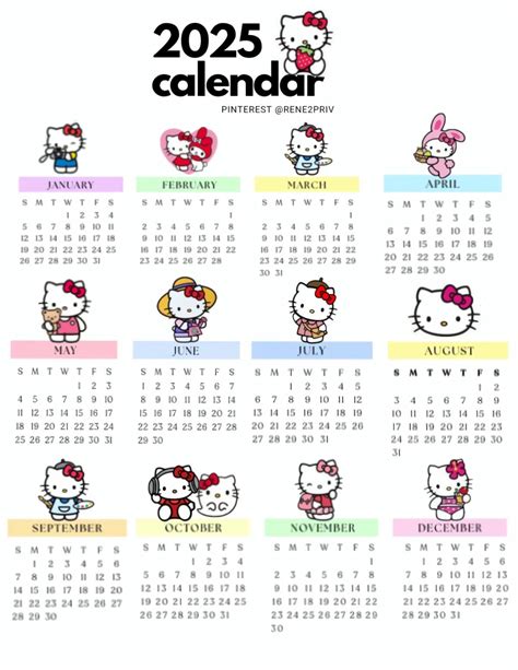 Hello Kitty Printable Calendar
