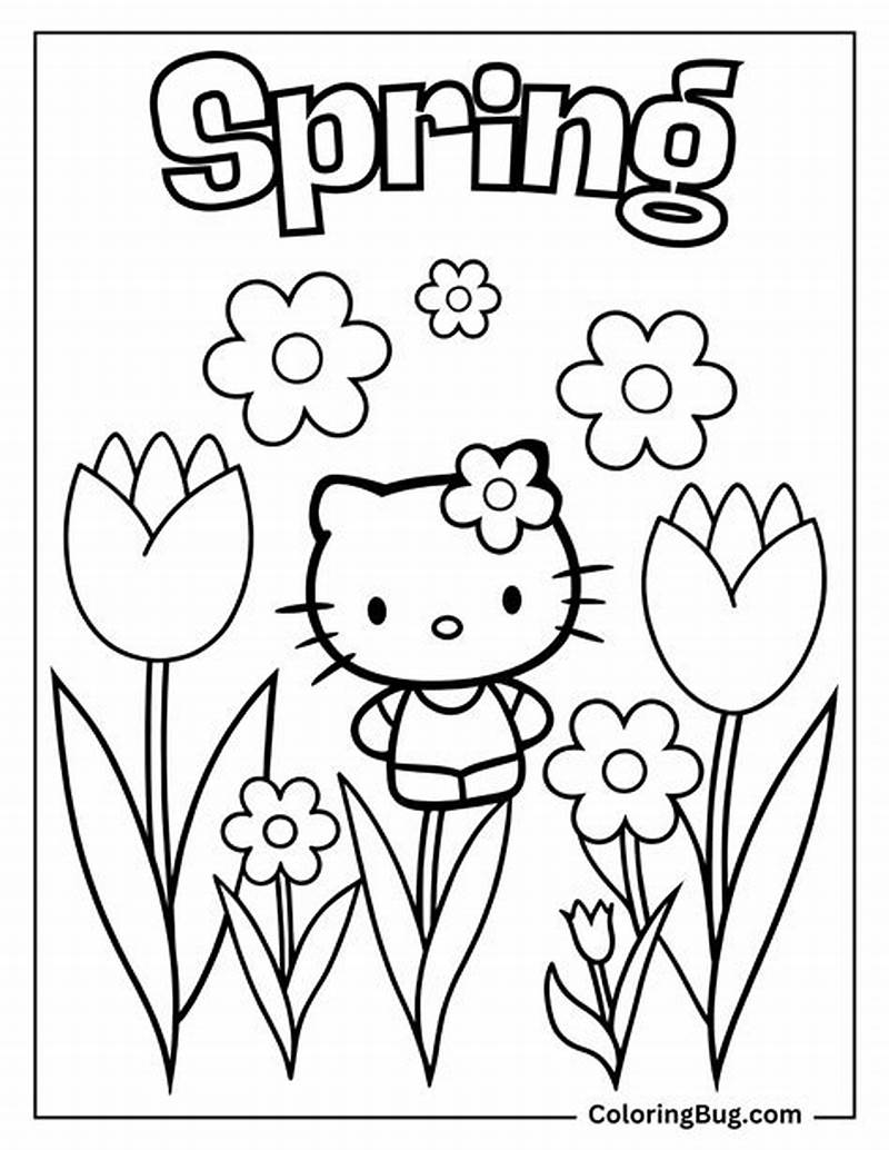 Hello Kitty Spring Coloring Pages