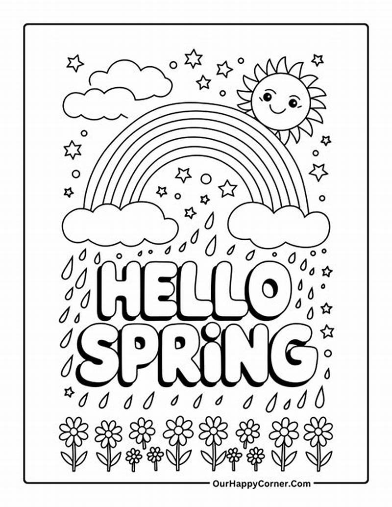 Hello Spring Coloring Sheet