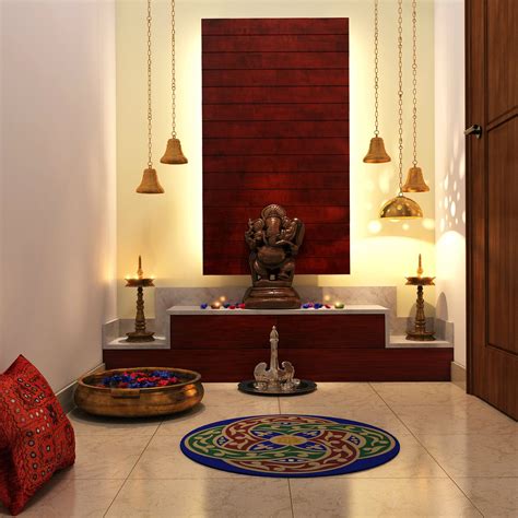 Location of lighting in Hindu prayer room
