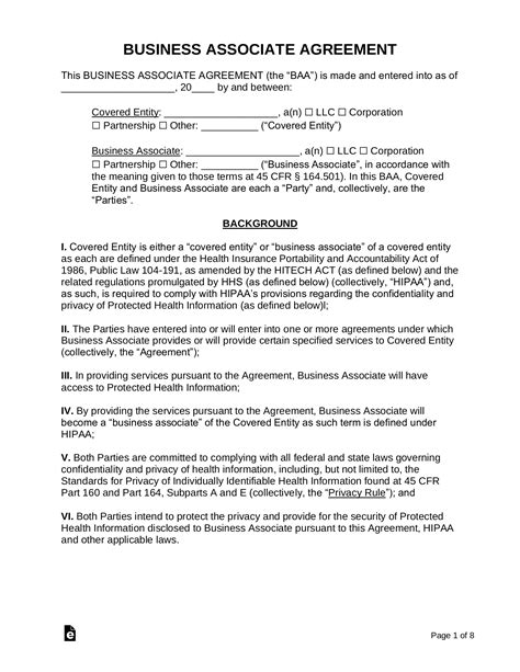 Hipaa Business Associate Agreement Template