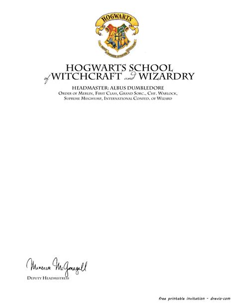 Hogwarts Letterhead Template