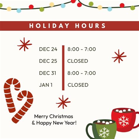 Holiday Hours Template Free