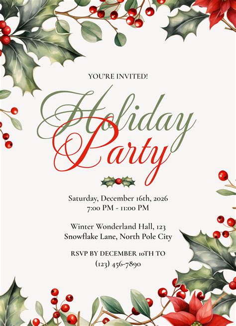 Holiday Party Invitation Template Word