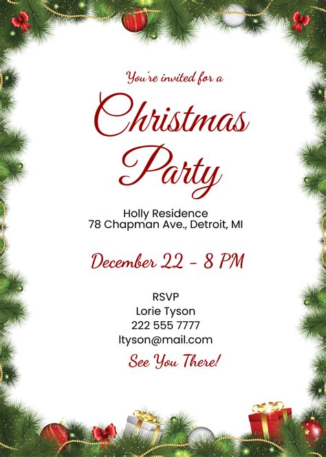 Holiday Party Invite Free Template