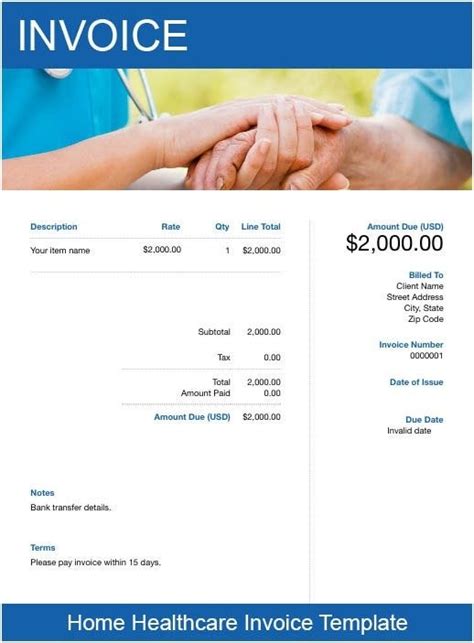 Home Care Invoice Template