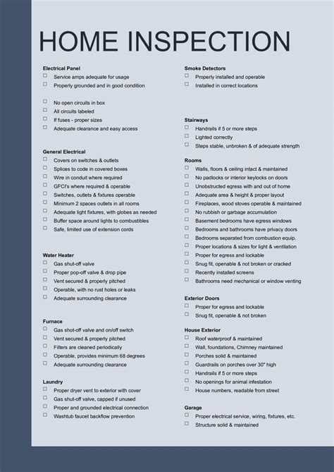 Home Inspection List Template