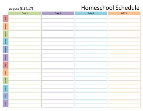 Homeschool Calendar Printable Free