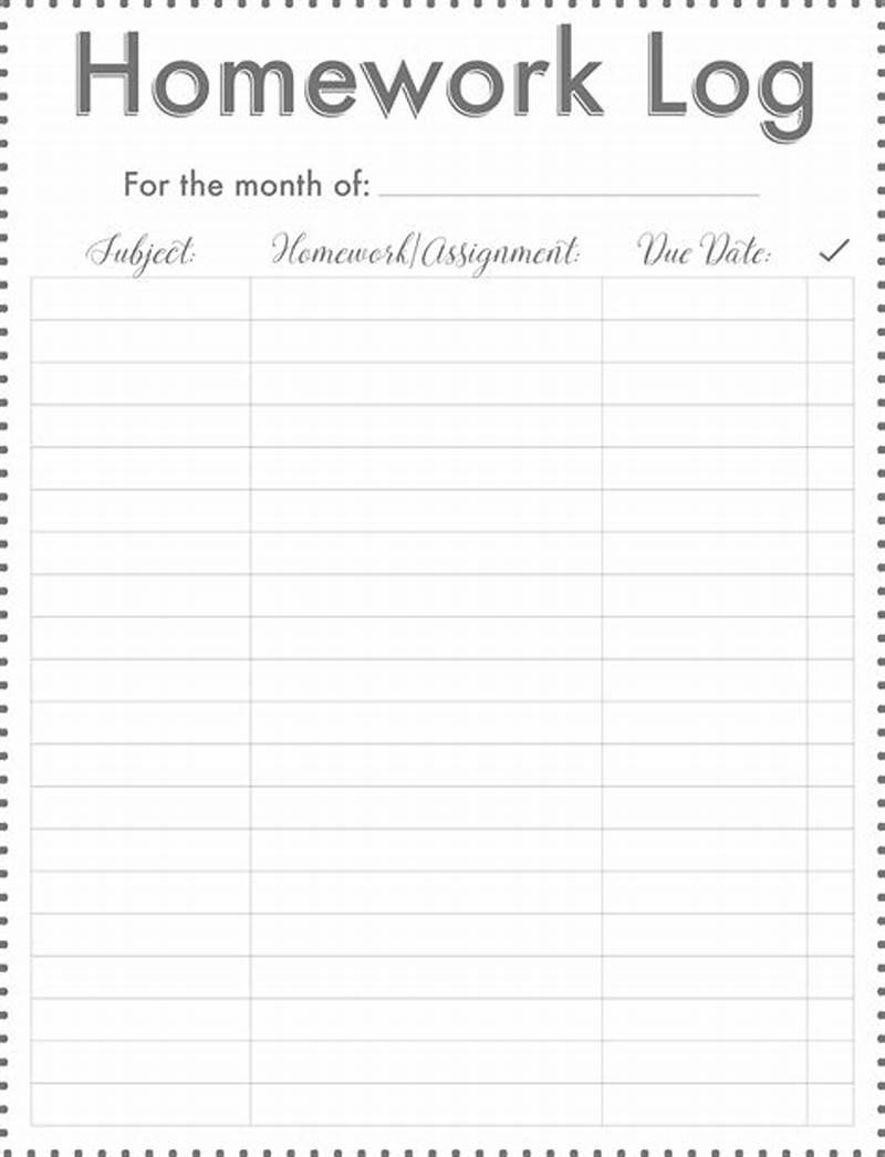 Homework Log Printable