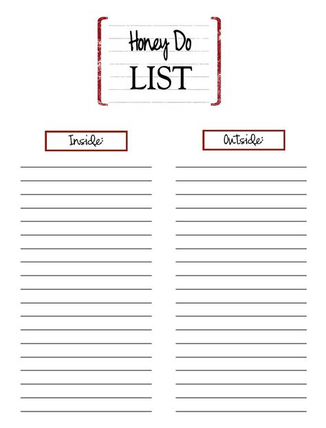 Honey Do List Template