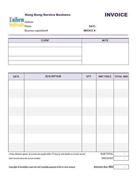 Hong Kong Invoice Template