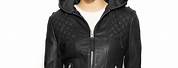 Hooded Leather Jacket Women Black