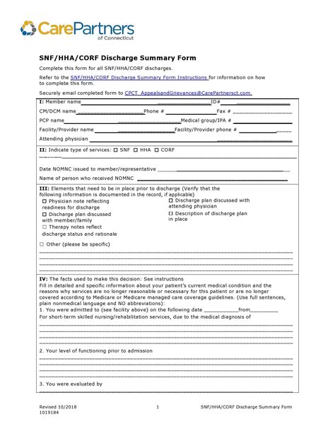 Hospital Discharge Paper Template Reddit