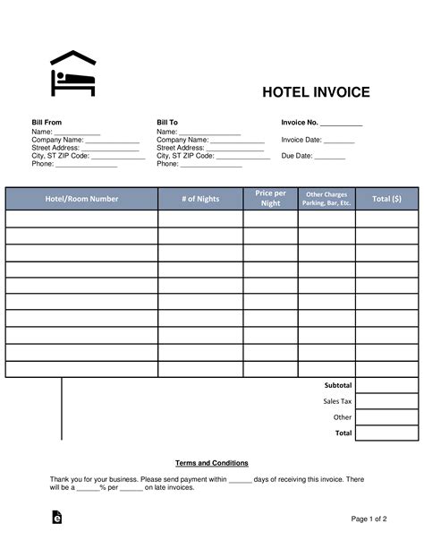 Hotel Invoice Template