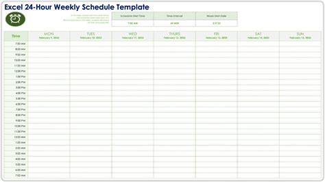 Hour Schedule Template