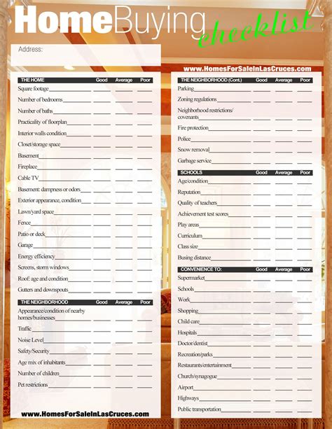House Buying Checklist Template