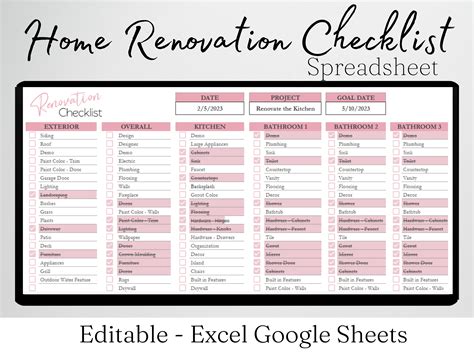House Renovation Checklist Template