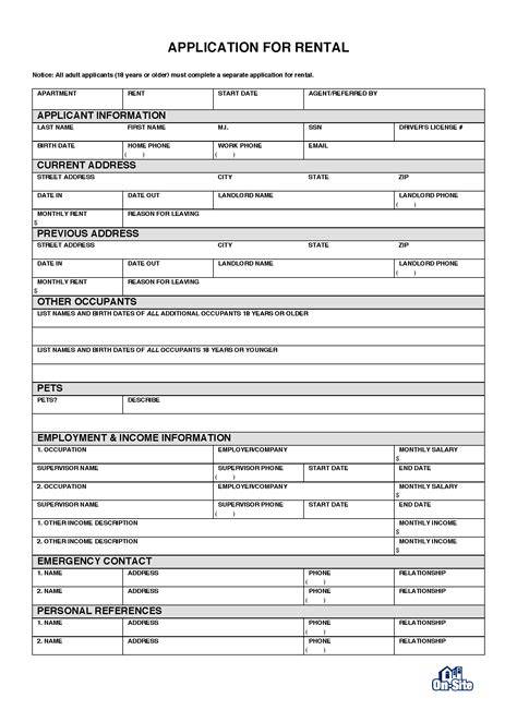 House Rental Application Template