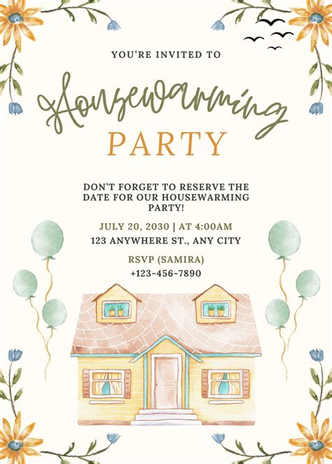 Housewarming Party Invitation Template Free
