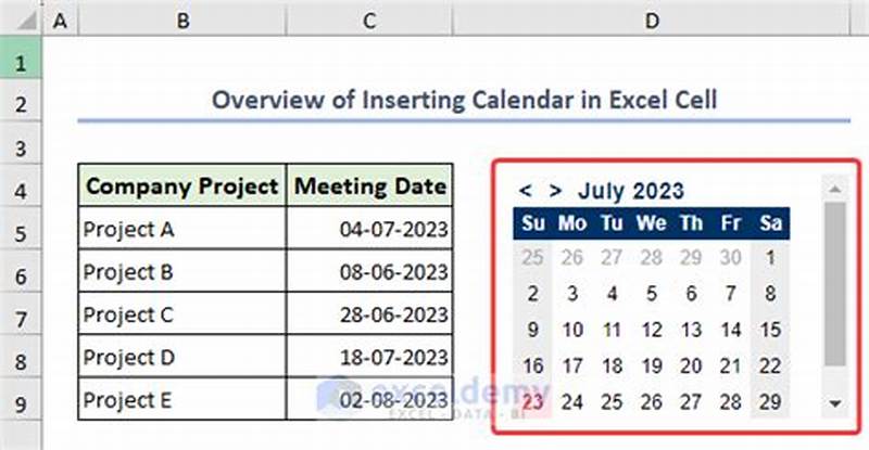 How Add Calendar In Excel Cell