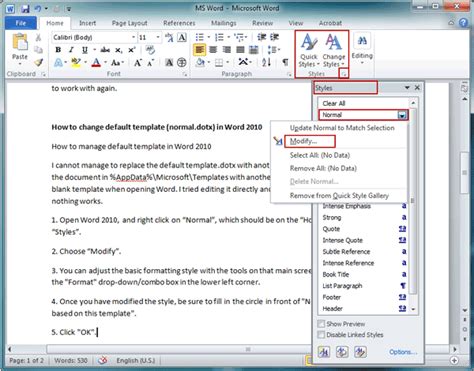 How To Change Default Template Location In Word 2010