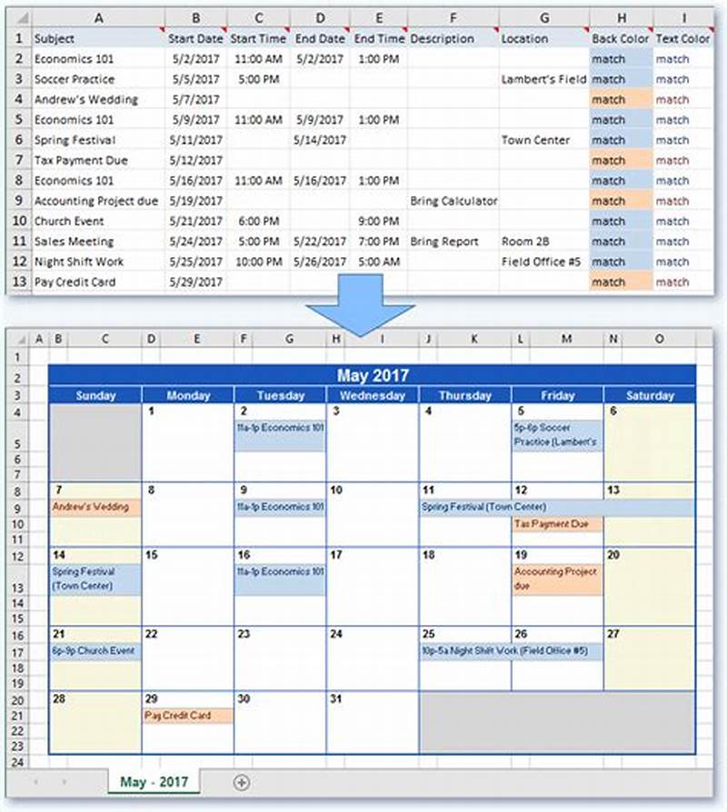 How To Convert Excel Spreadsheet To Calendar