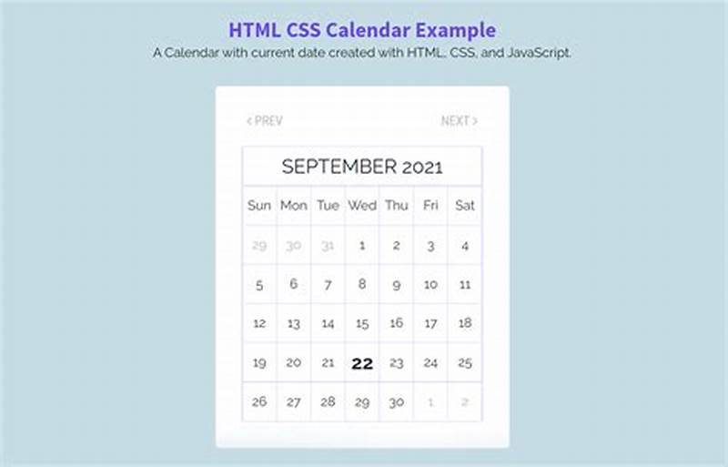 How To Create Calendar In Html Code