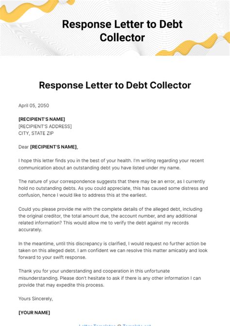 How To Respond To Debt Collection Letter Template