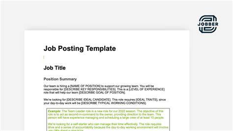How To Write A Job Posting Template