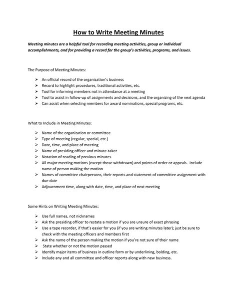 How To Write A Meeting Minutes Templates