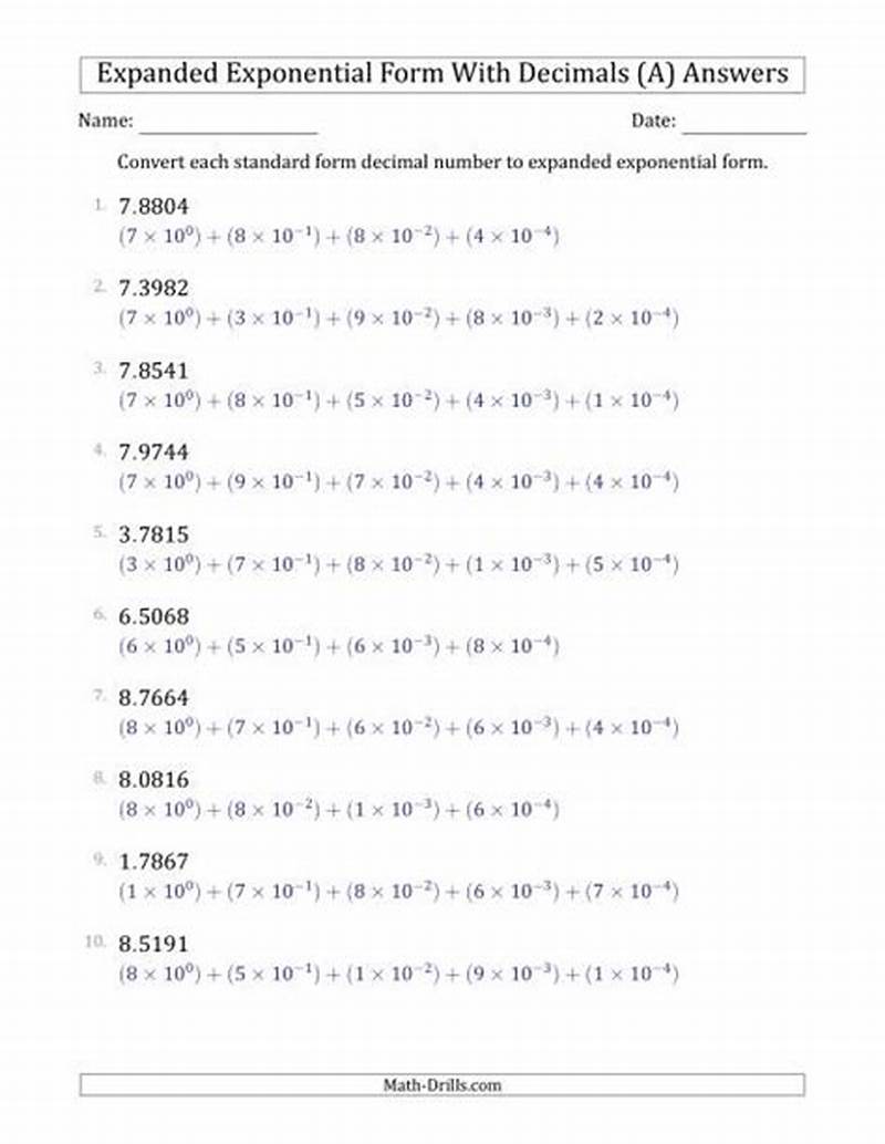 How To Write Decimals In Exponential Form