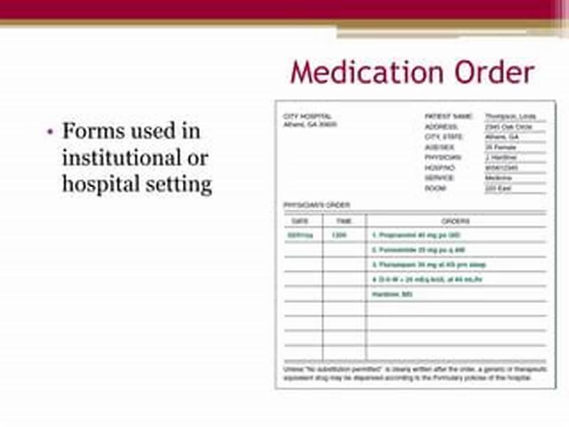 How To Write Medication Order In Chart