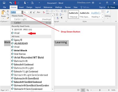 How to change the Font in Microsoft Word
