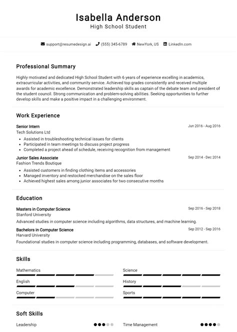 Hs Resume Template
