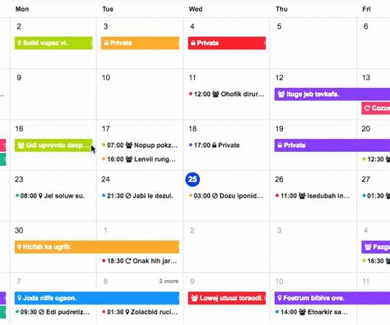 Html Code For Calendar With Events