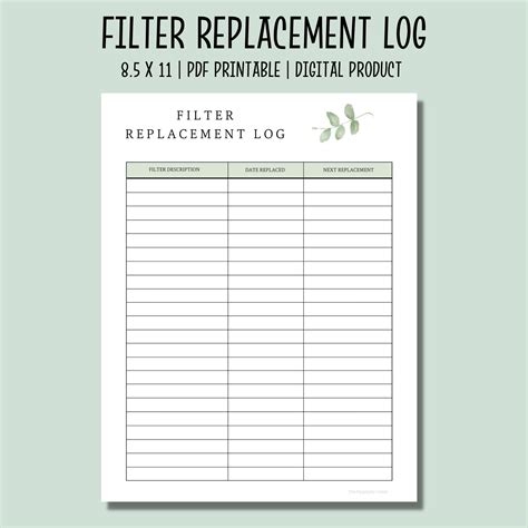 Hvac Filter Change Log Template