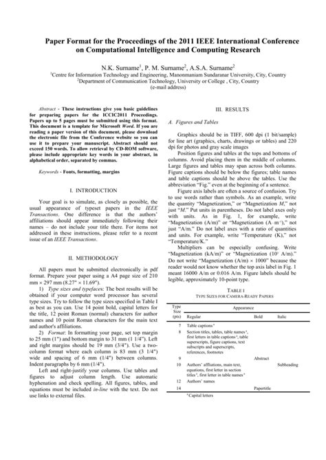 Ieee Conference Paper Template Word
