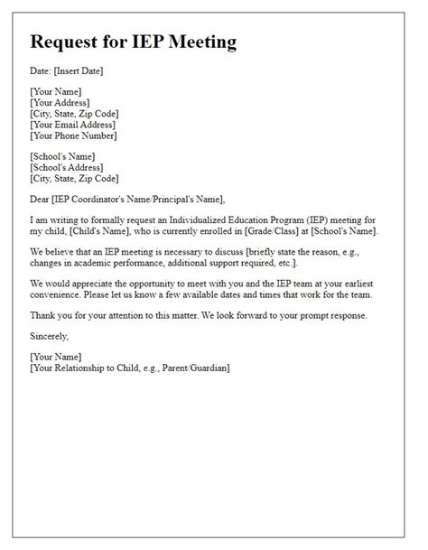 Iep Request Letter Template