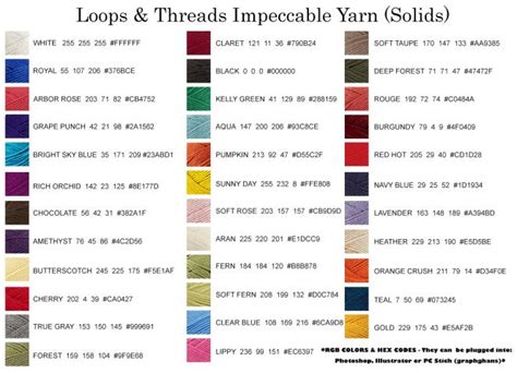 Impeccable Yarn Color Chart